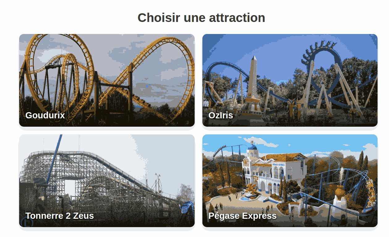 Panneau de contrôle d'attraction